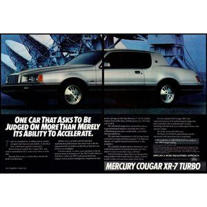 1983 Mercury Cougar XR-7 Turbo Coupe 2 Page Vintage Print Ad Satellites Wall Art